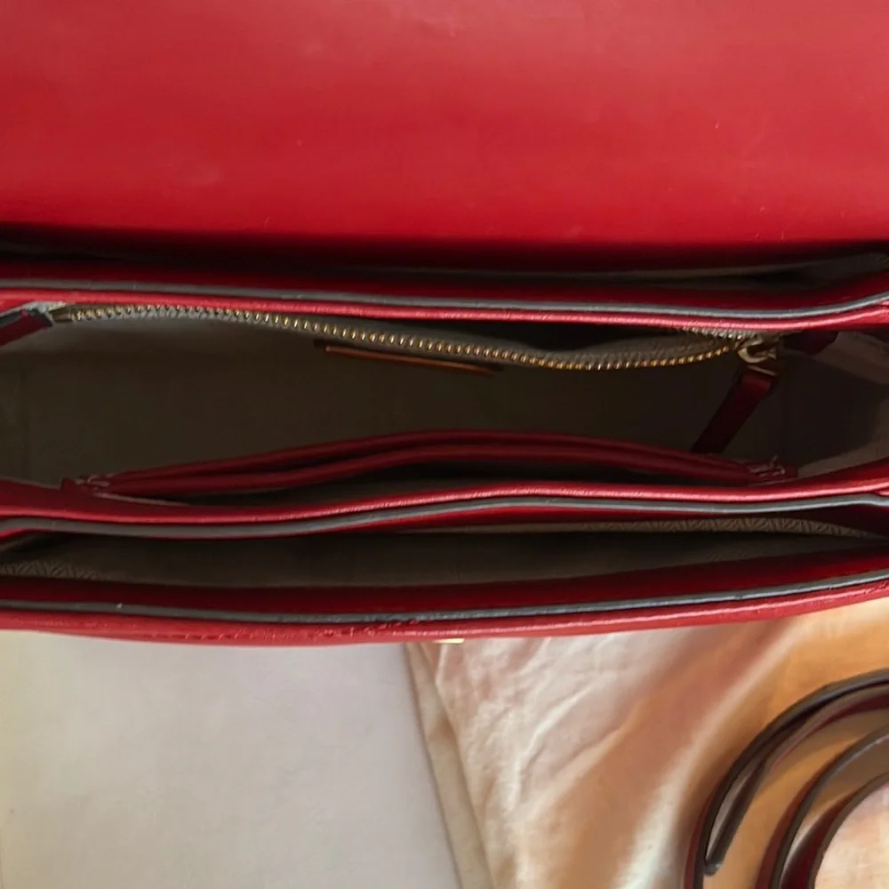 Tory Burch KIRA Dark Red Quilted Satchel NWT w Dustbag GORGEOUS gold chain - Picture 9 of 16